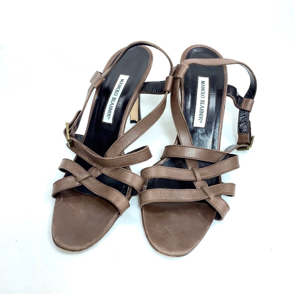 Manolo Blahnik brown strappy sandals